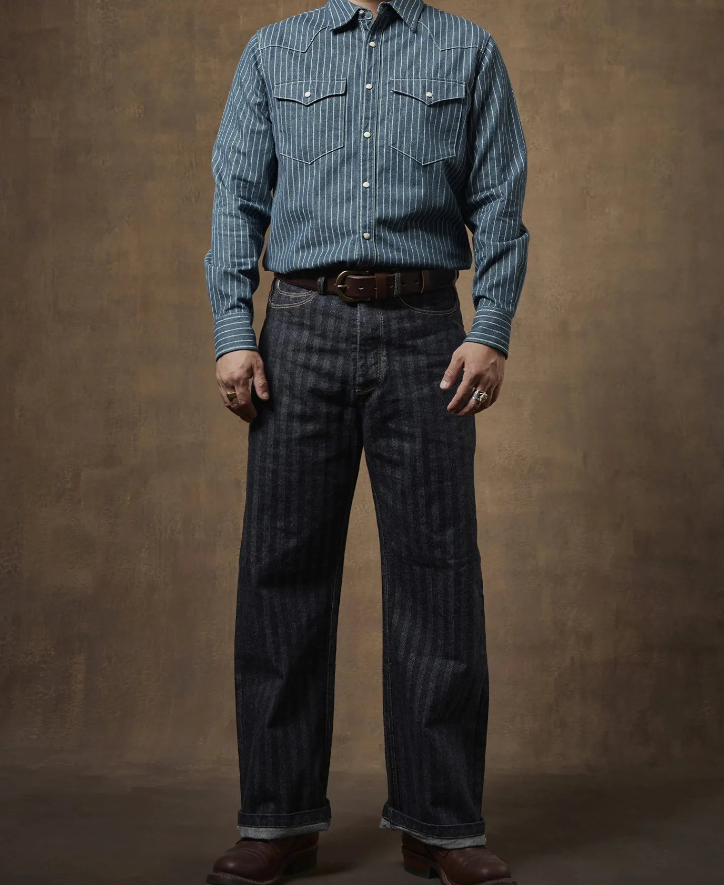 Sale Slim Fit Wabash Striped Indigo Western Shirt Long Sleeve Shirts | Shirts