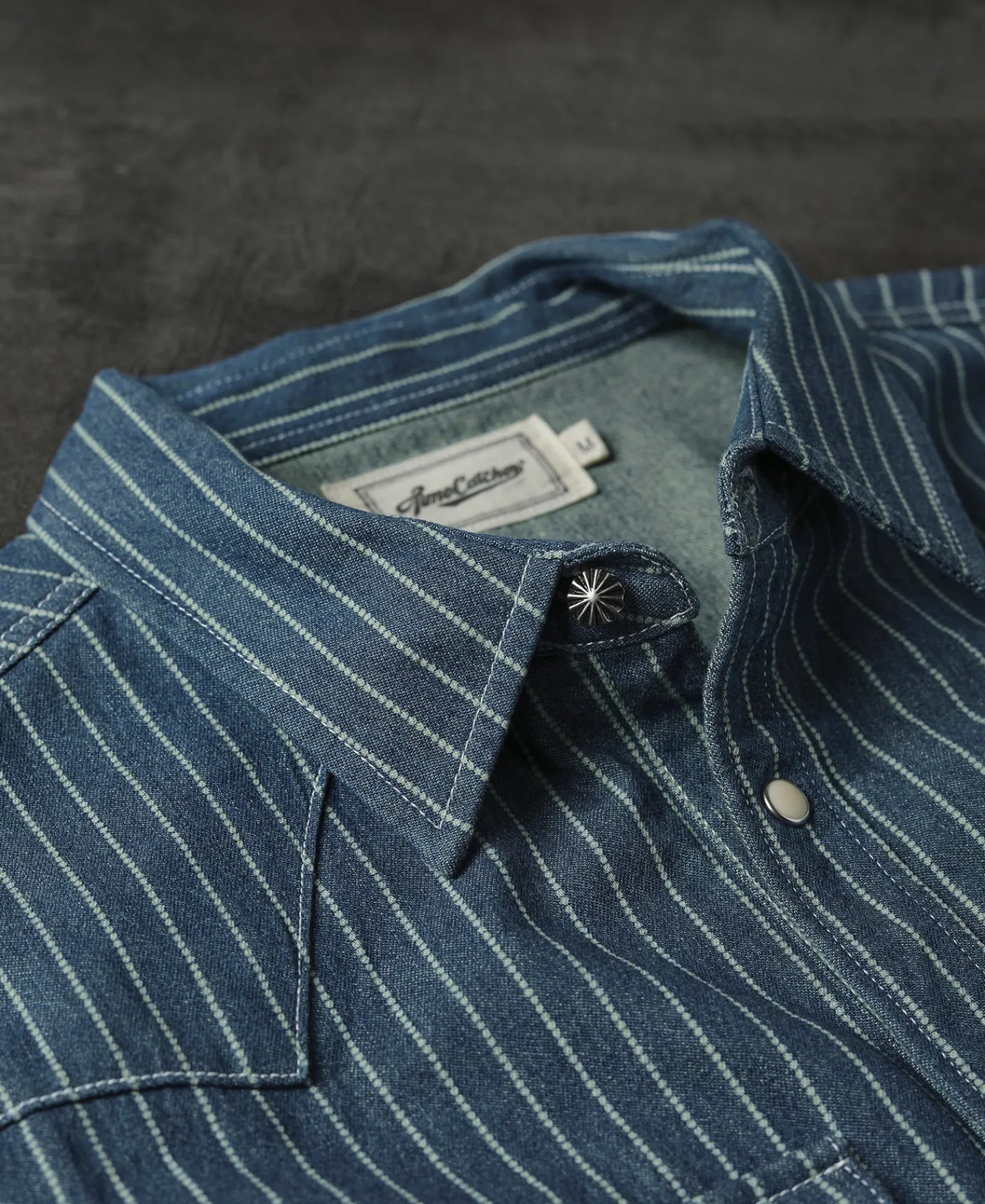 Sale Slim Fit Wabash Striped Indigo Western Shirt Long Sleeve Shirts | Shirts