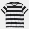 Clearance Slub Cotton Wide Striped T-Shirt - Black/White Short Sleeve T-Shirts | T-shirts