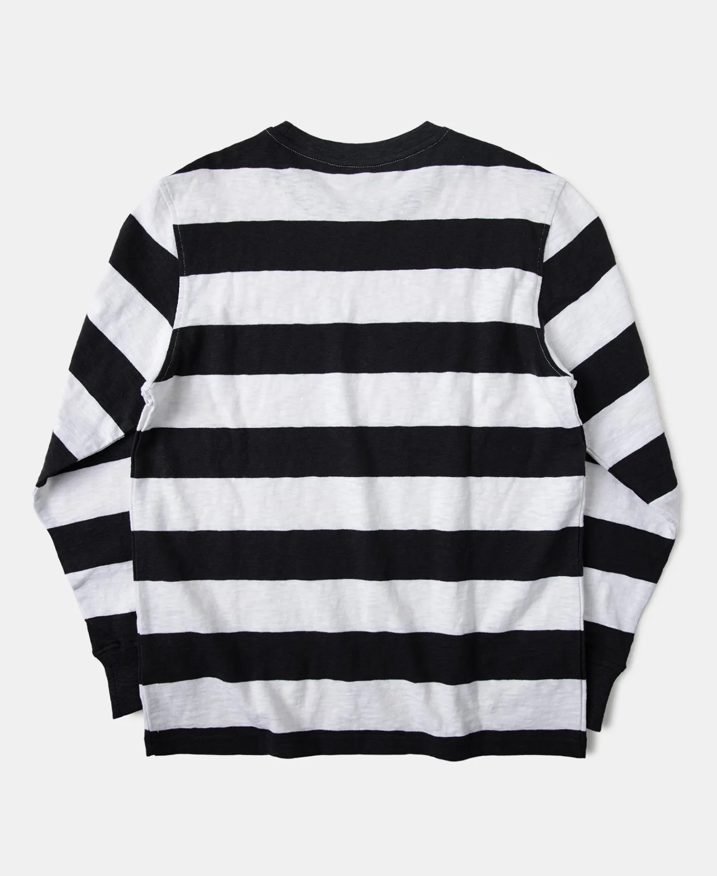 Fashion Slub Cotton Wide Striped Long Sleeve T-Shirt - Black/White Long Sleeve T-Shirts | T-shirts