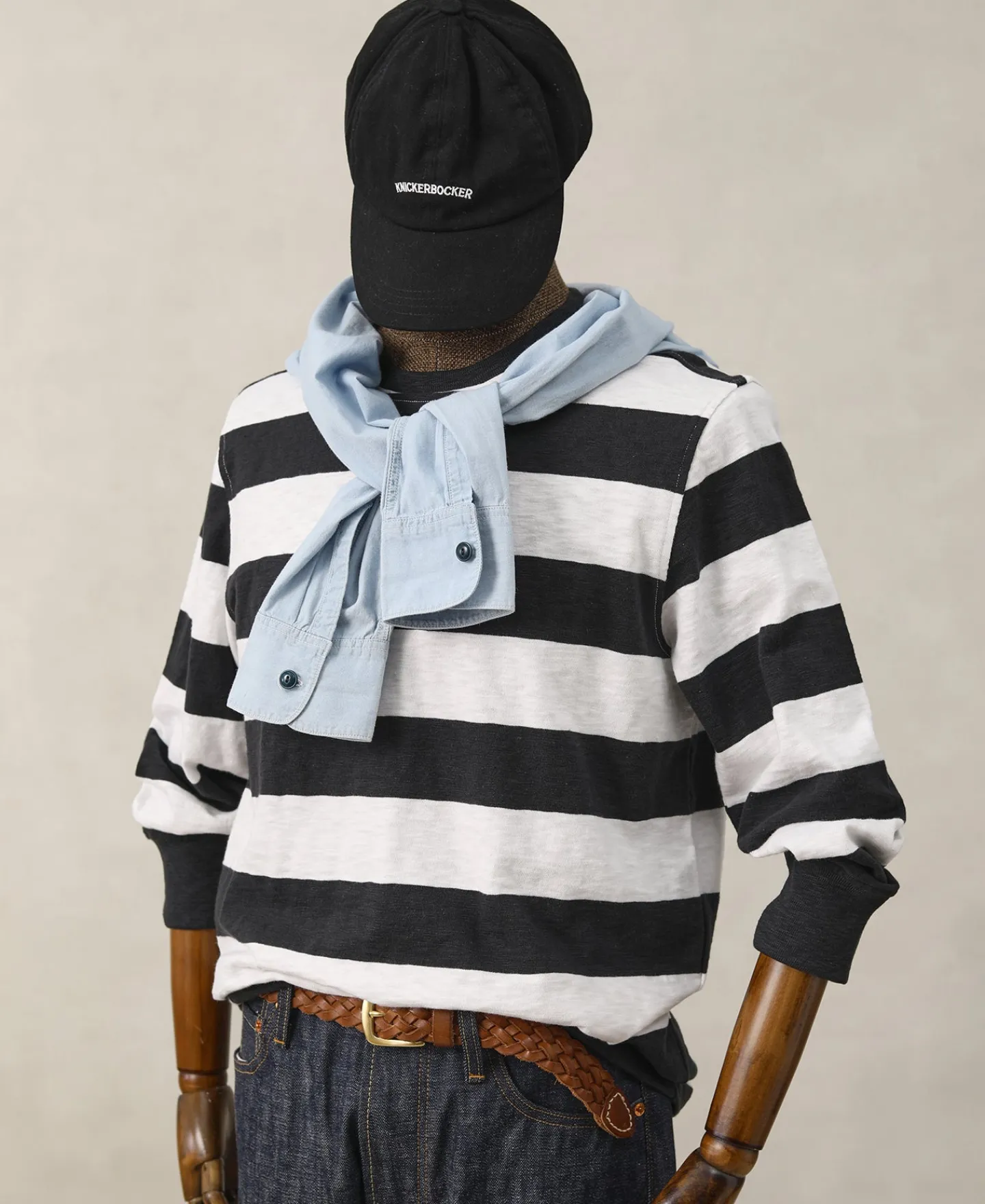 Fashion Slub Cotton Wide Striped Long Sleeve T-Shirt - Black/White Long Sleeve T-Shirts | T-shirts