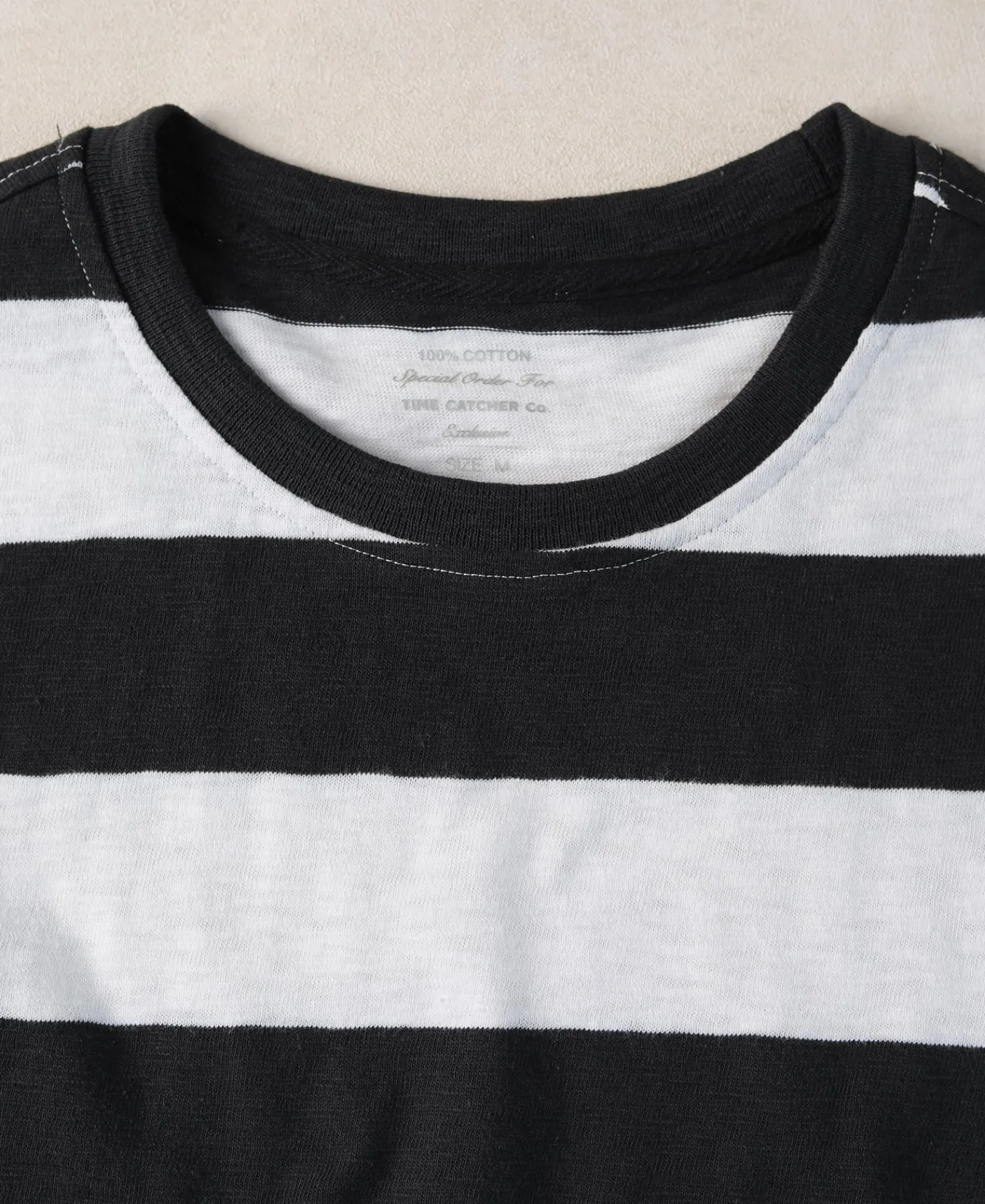 Fashion Slub Cotton Wide Striped Long Sleeve T-Shirt - Black/White Long Sleeve T-Shirts | T-shirts