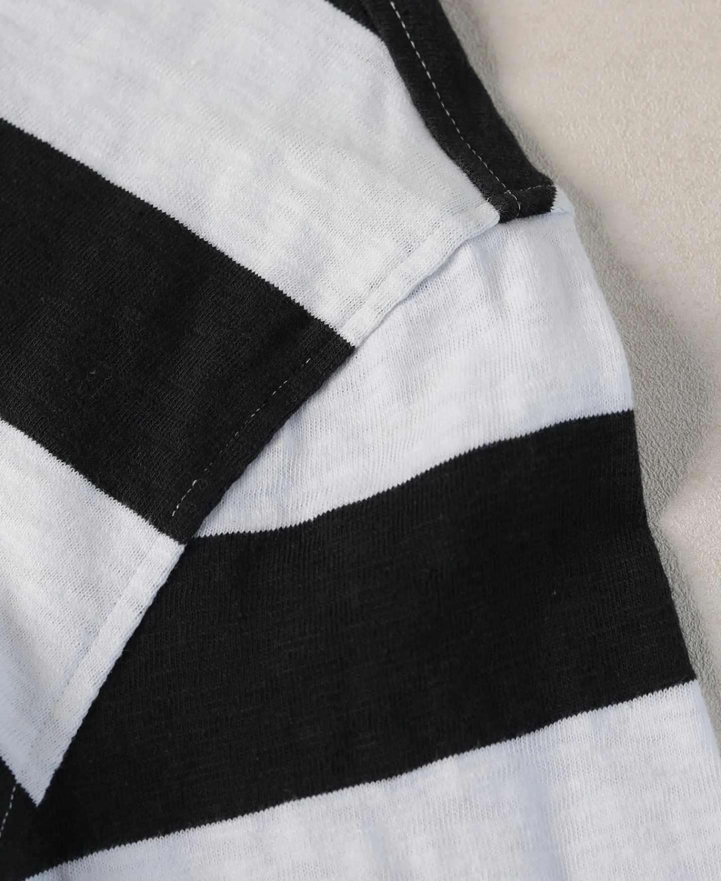 Fashion Slub Cotton Wide Striped Long Sleeve T-Shirt - Black/White Long Sleeve T-Shirts | T-shirts