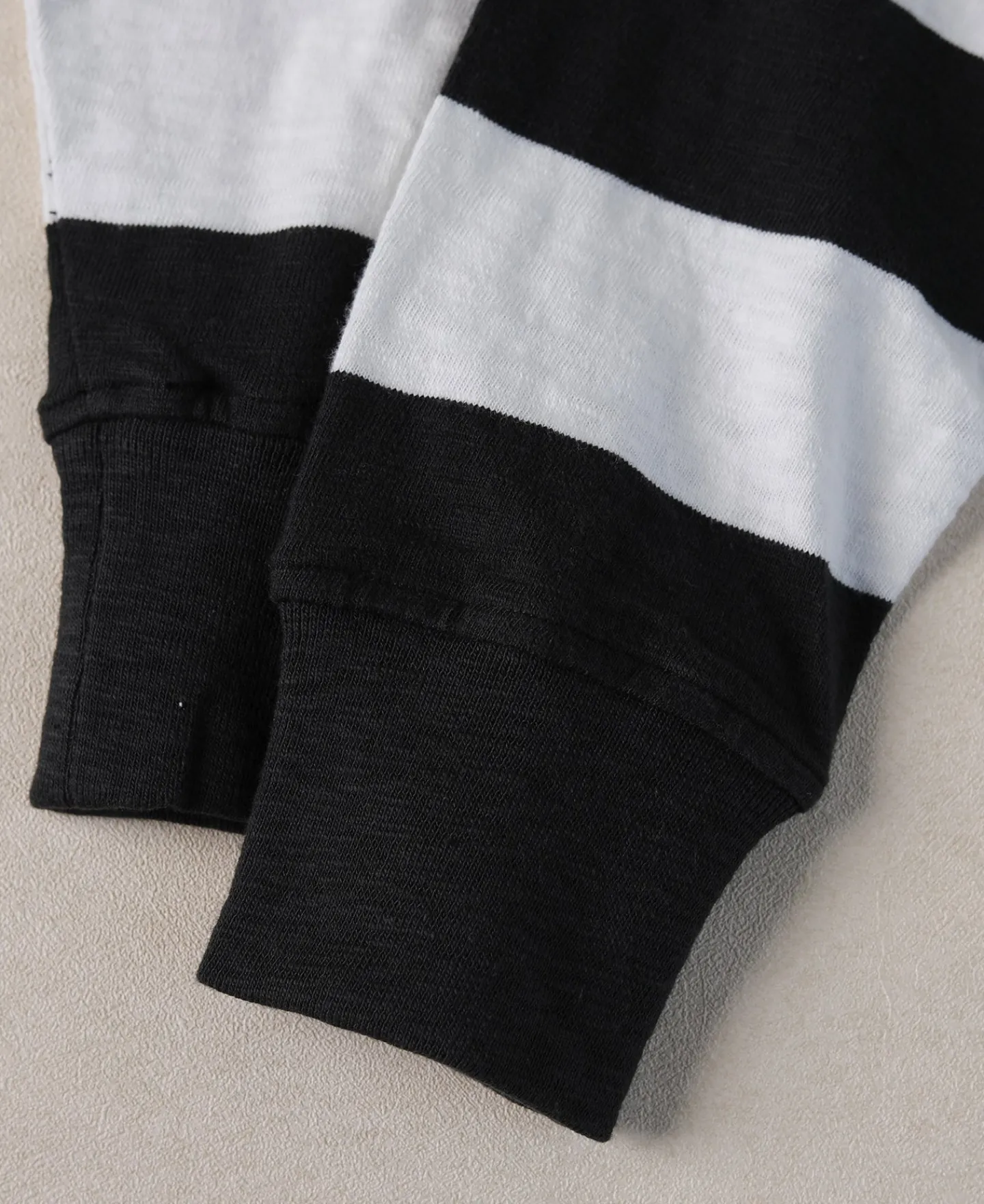 Fashion Slub Cotton Wide Striped Long Sleeve T-Shirt - Black/White Long Sleeve T-Shirts | T-shirts