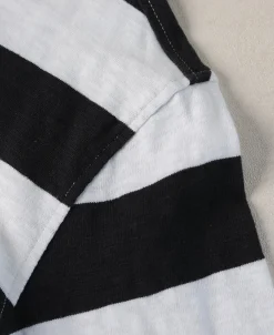 Clearance Slub Cotton Wide Striped T-Shirt - Black/White Short Sleeve T-Shirts | T-shirts