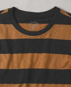 Outlet Slub Cotton Wide Striped Long Sleeve T-Shirt - Black/Orange Long Sleeve T-Shirts | T-shirts
