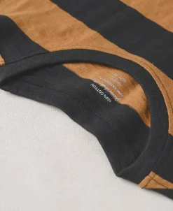 Hot Slub Cotton Wide Striped T-Shirt - Black/Orange Short Sleeve T-Shirts | T-shirts