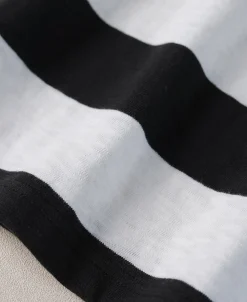 Clearance Slub Cotton Wide Striped T-Shirt - Black/White Short Sleeve T-Shirts | T-shirts