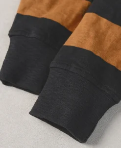 Outlet Slub Cotton Wide Striped Long Sleeve T-Shirt - Black/Orange Long Sleeve T-Shirts | T-shirts