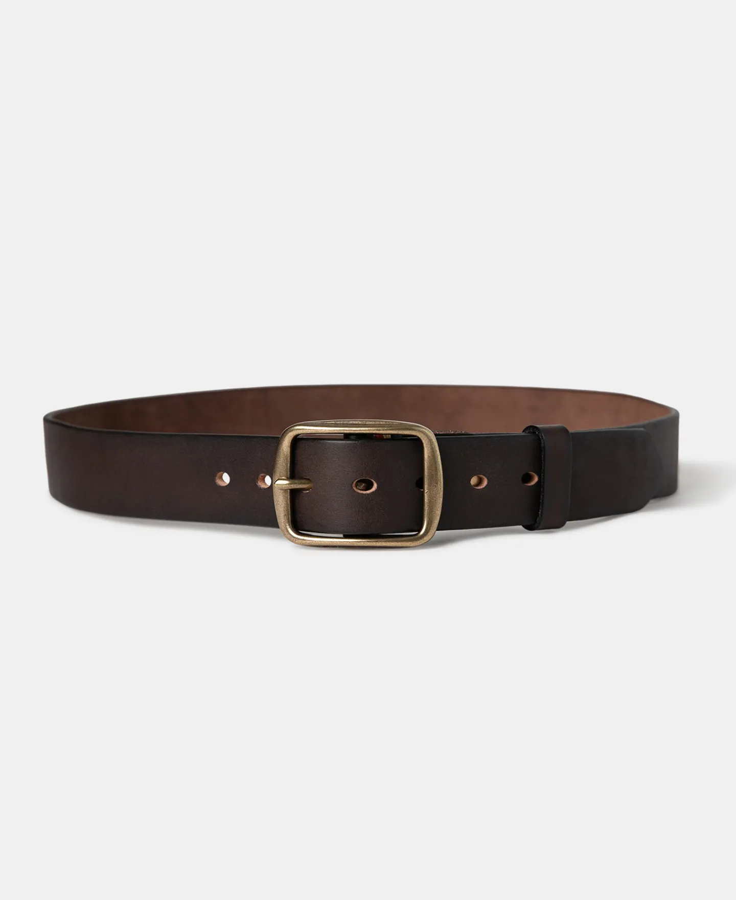 Online Square-Buckle Wide Leather Belt - Coffee Belts