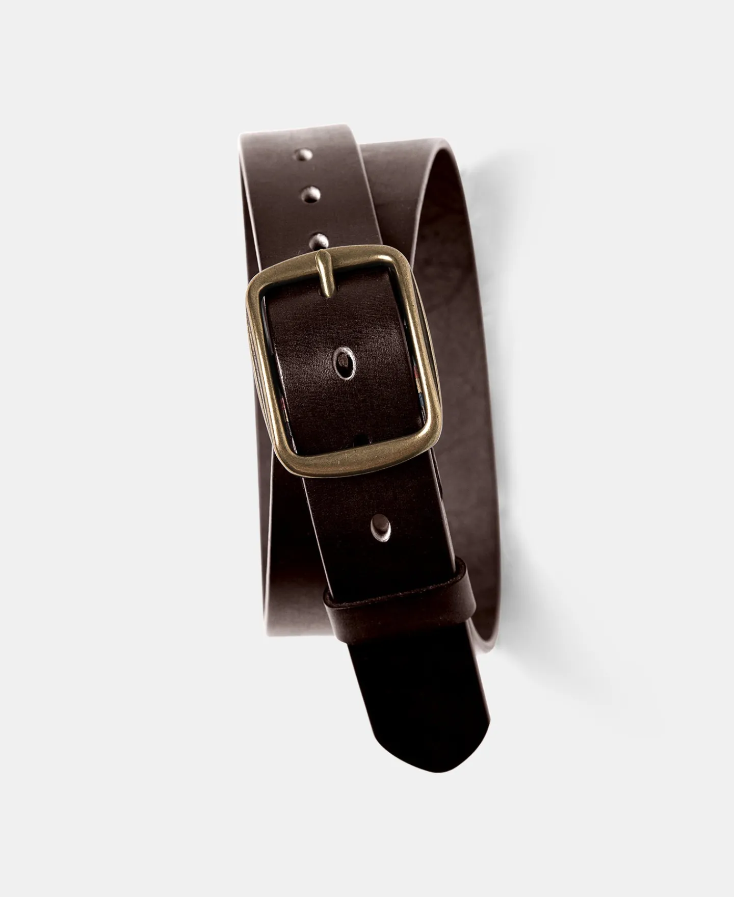 Online Square-Buckle Wide Leather Belt - Coffee Belts