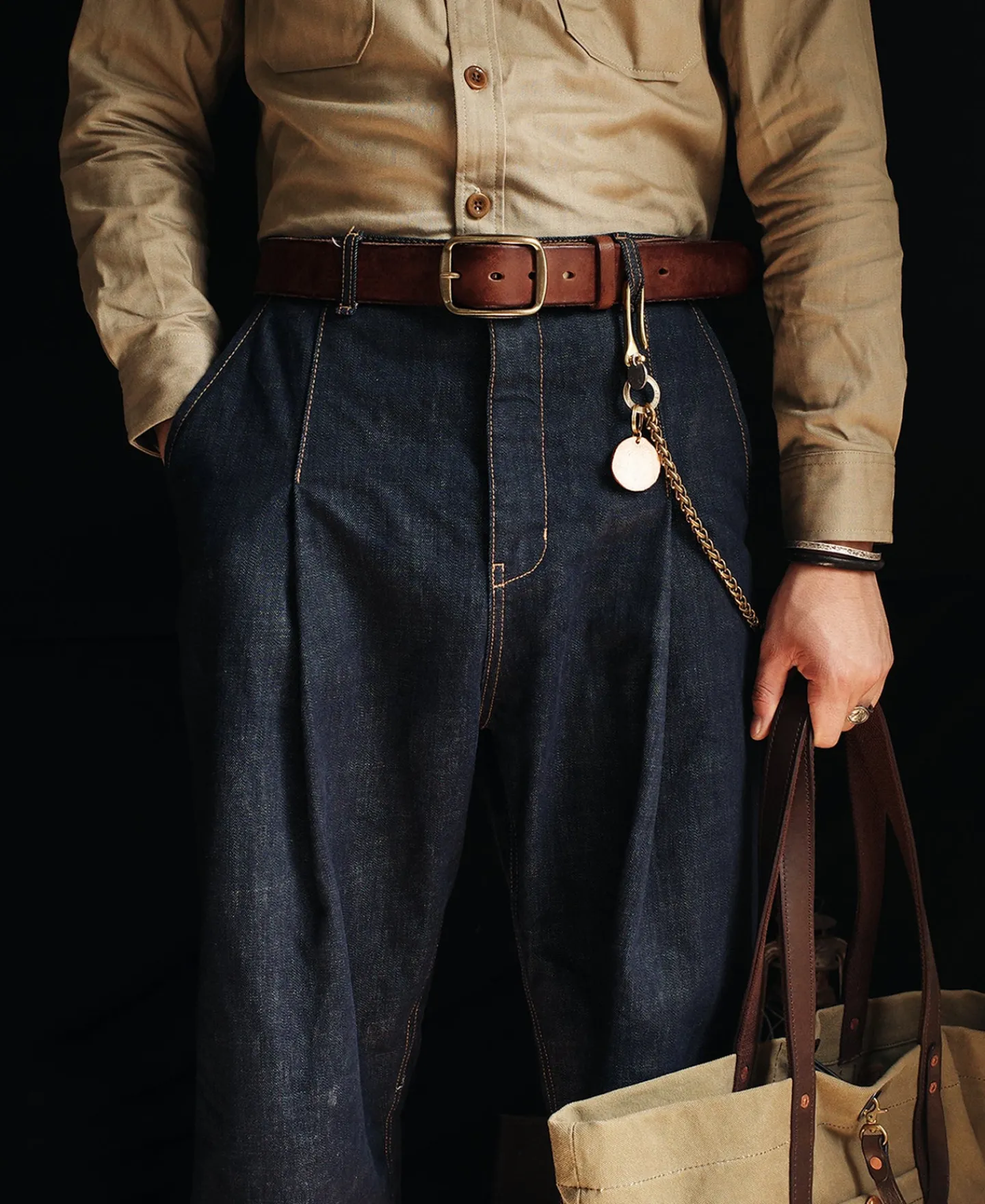 Online Square-Buckle Wide Leather Belt - Coffee Belts