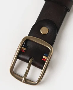 Online Square-Buckle Wide Leather Belt - Coffee Belts