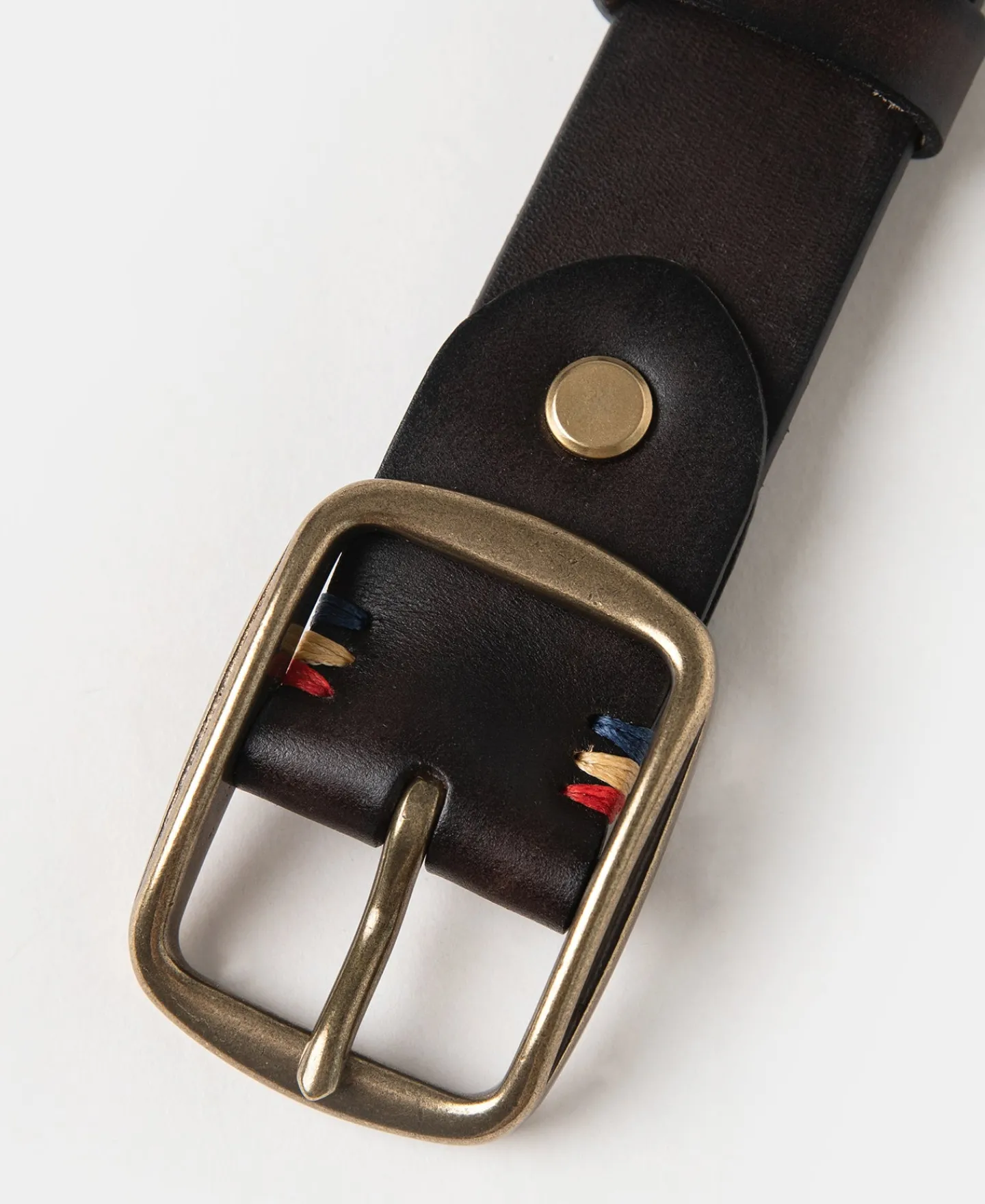 Online Square-Buckle Wide Leather Belt - Coffee Belts
