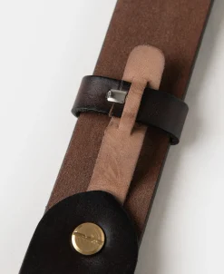 Online Square-Buckle Wide Leather Belt - Coffee Belts