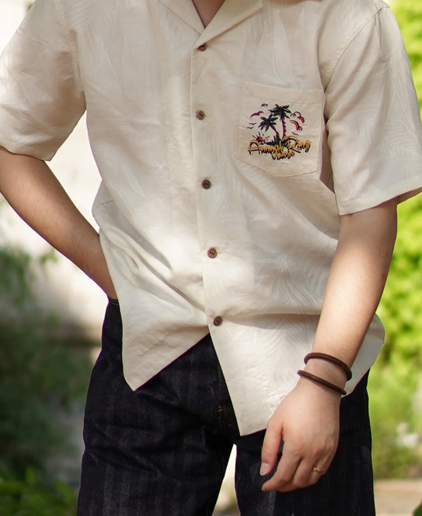 Best Tropical Plants Jacquard Aloha Shirt Short Sleeve Shirts | Shirts