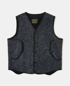 Hot Tweed Herringbone V-Neck Vest - Navy Waistcoats