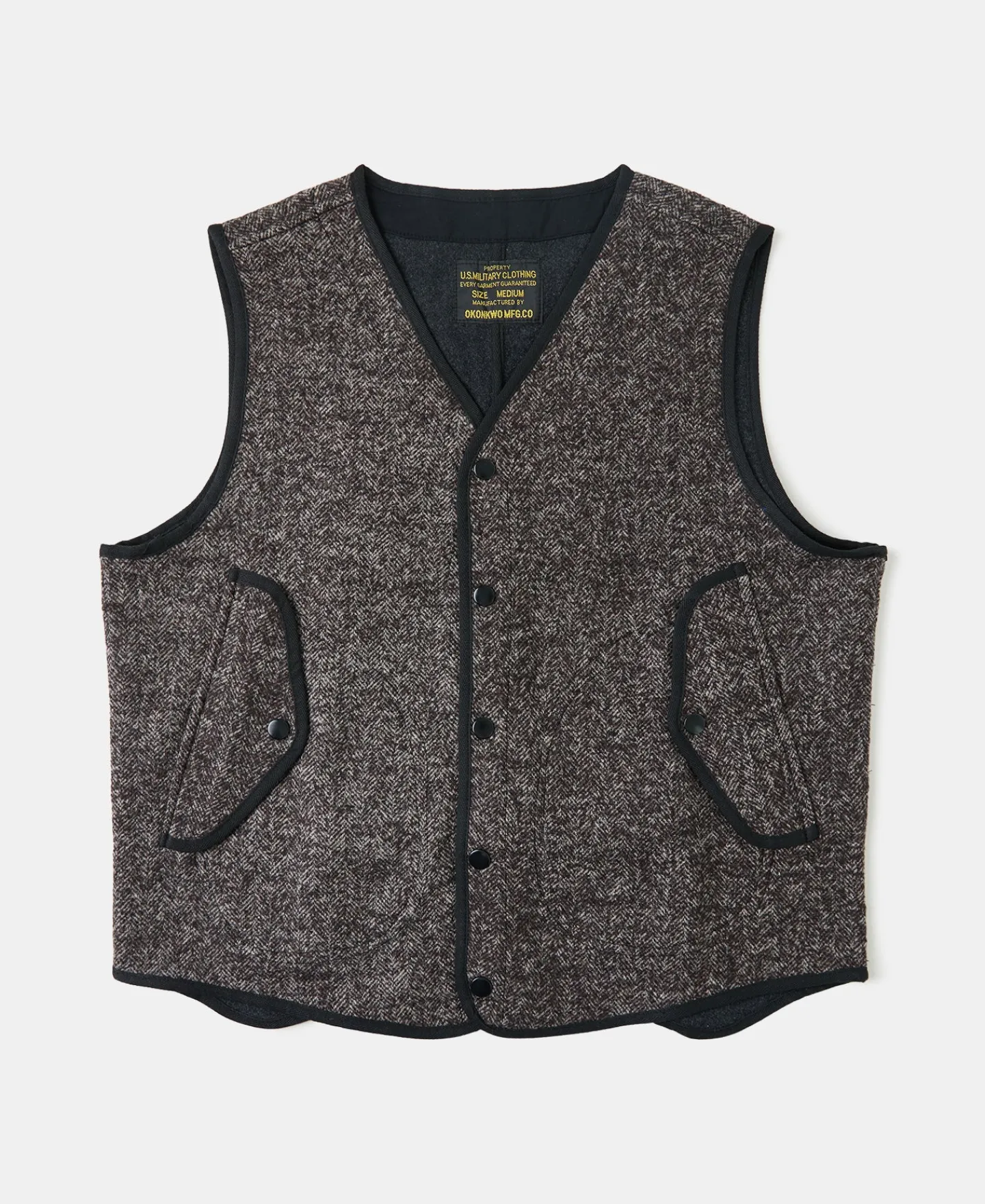 Best Tweed Herringbone V-Neck Vest - Brown Waistcoats