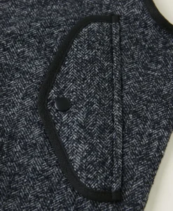 Hot Tweed Herringbone V-Neck Vest - Navy Waistcoats