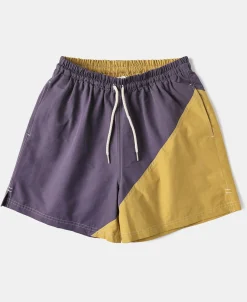 Hot Two-Tone Beach Swim Trunks - Purple/Mustard Shorts