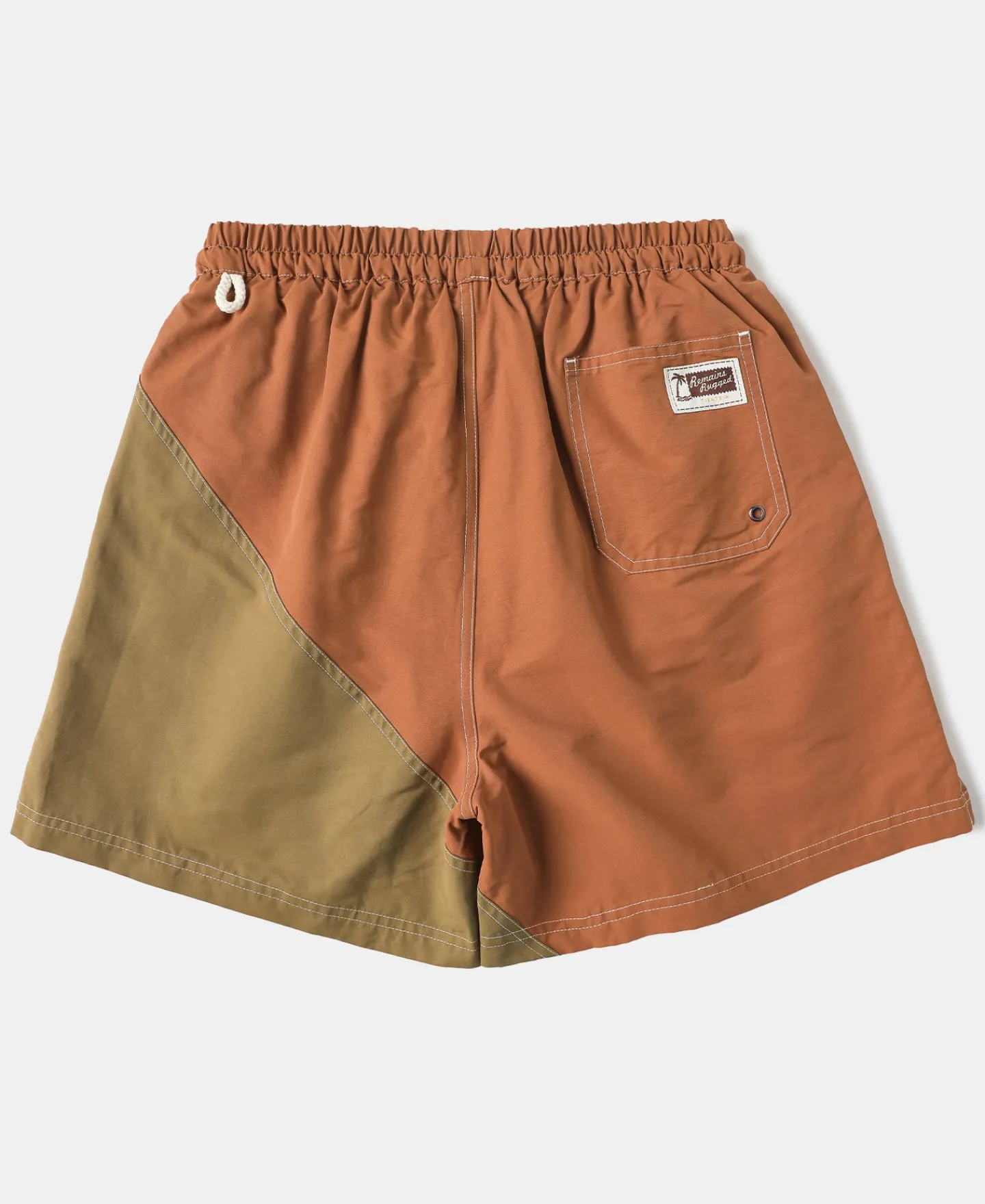 Hot Two-Tone Beach Swim Trunks - Brown/Dark Yellow Shorts