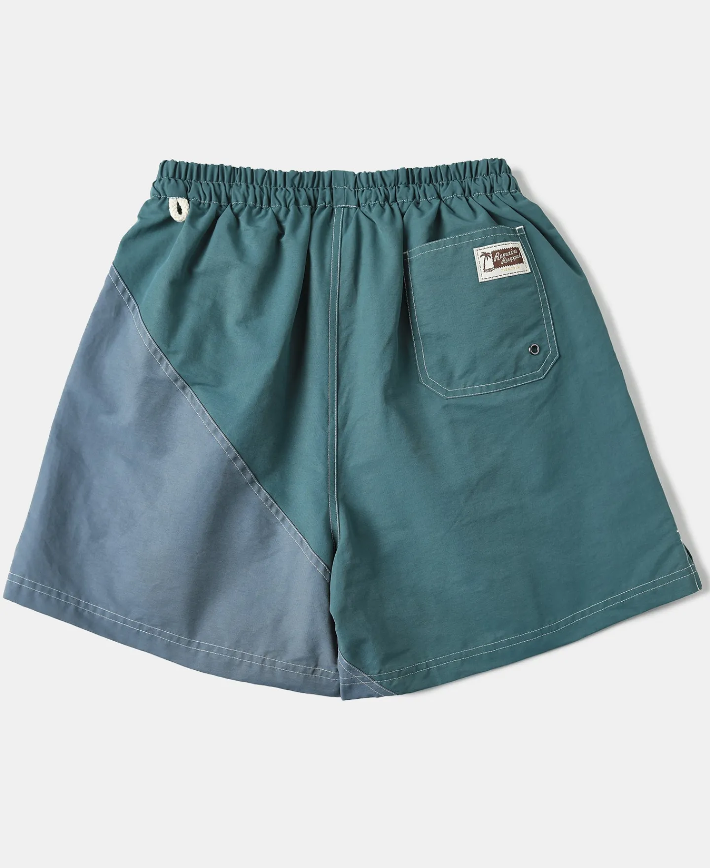 Fashion Two-Tone Beach Swim Trunks - Green/Iron Blue Shorts