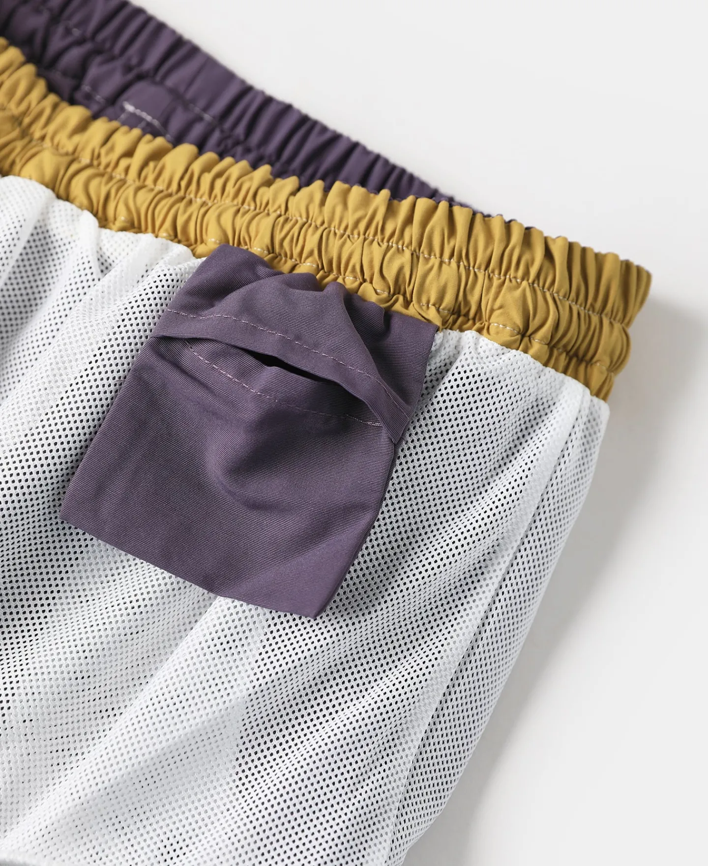 Hot Two-Tone Beach Swim Trunks - Purple/Mustard Shorts