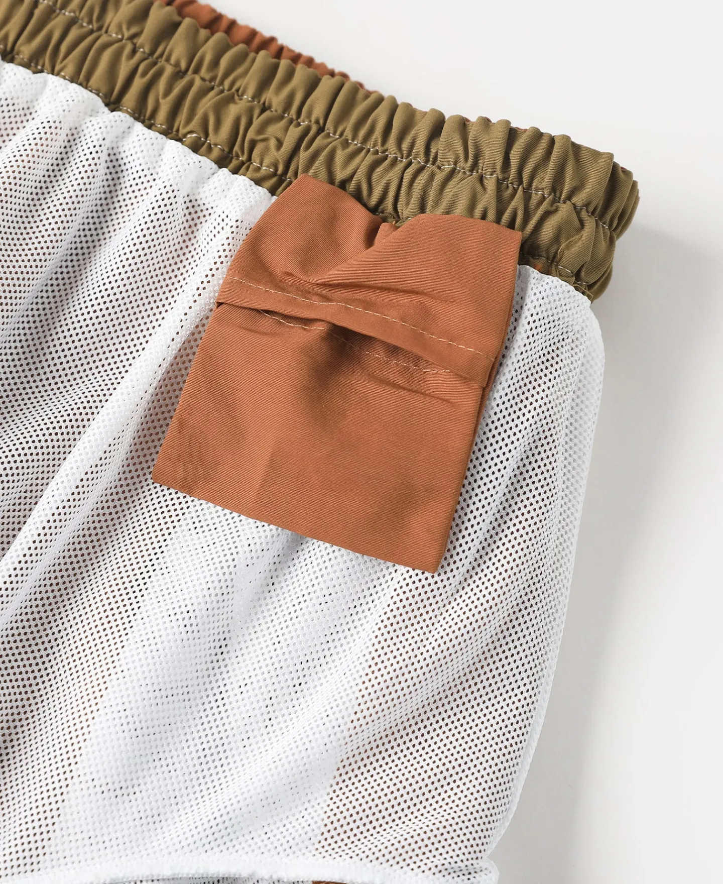 Hot Two-Tone Beach Swim Trunks - Brown/Dark Yellow Shorts