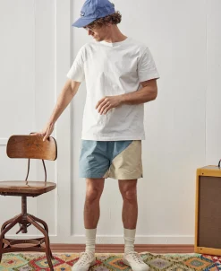 Sale Two-Tone Beach Swim Trunks - Light Blue/Apricot Shorts