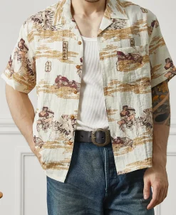 Best Ukiyo-e Bukotsu Pattern Aloha Shirt Short Sleeve Shirts | Shirts