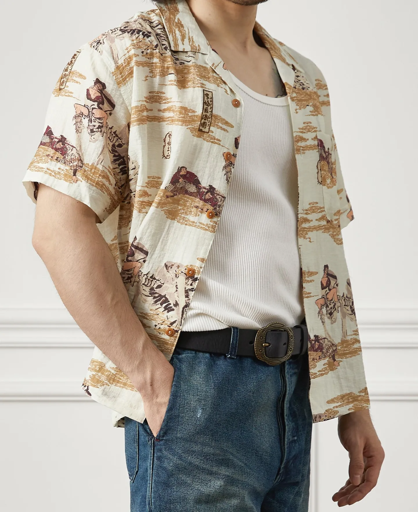 Best Ukiyo-e Bukotsu Pattern Aloha Shirt Short Sleeve Shirts | Shirts