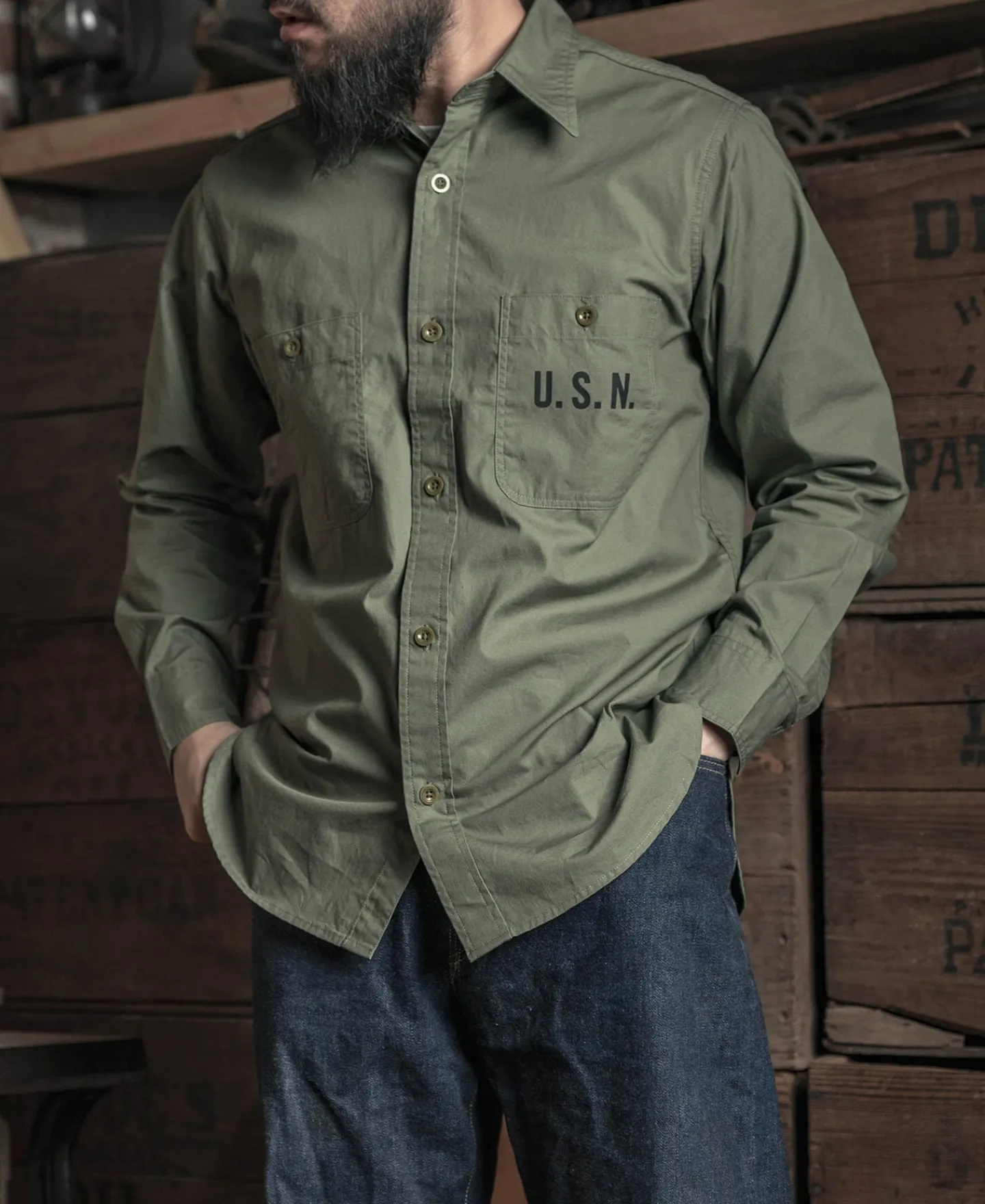 Hot U.S.N. N-3 Utility Shirt Long Sleeve Shirts | Shirts