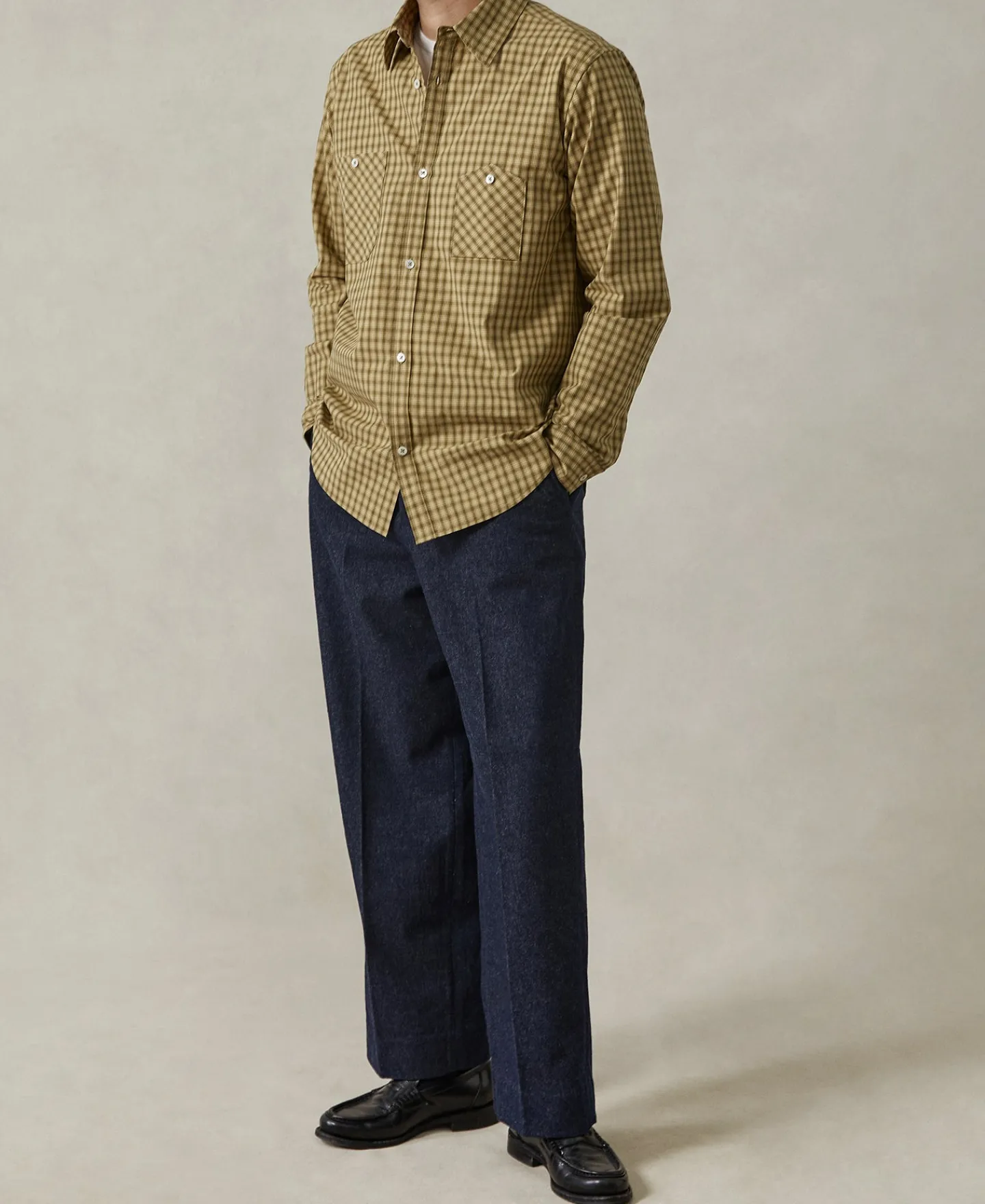 New 1942 Utility Plaid Workshirt - Yellow Long Sleeve Shirts | Shirts