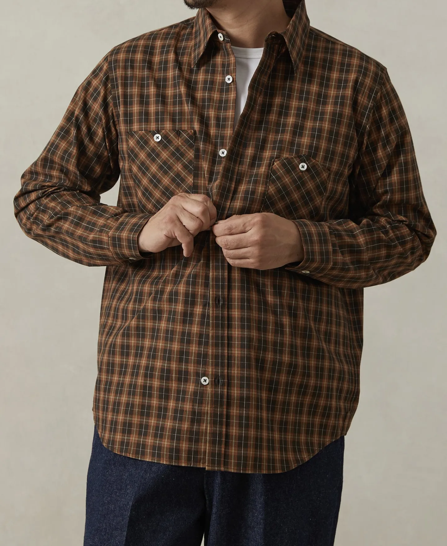 Hot 1942 Utility Plaid Workshirt - Brown Long Sleeve Shirts | Shirts