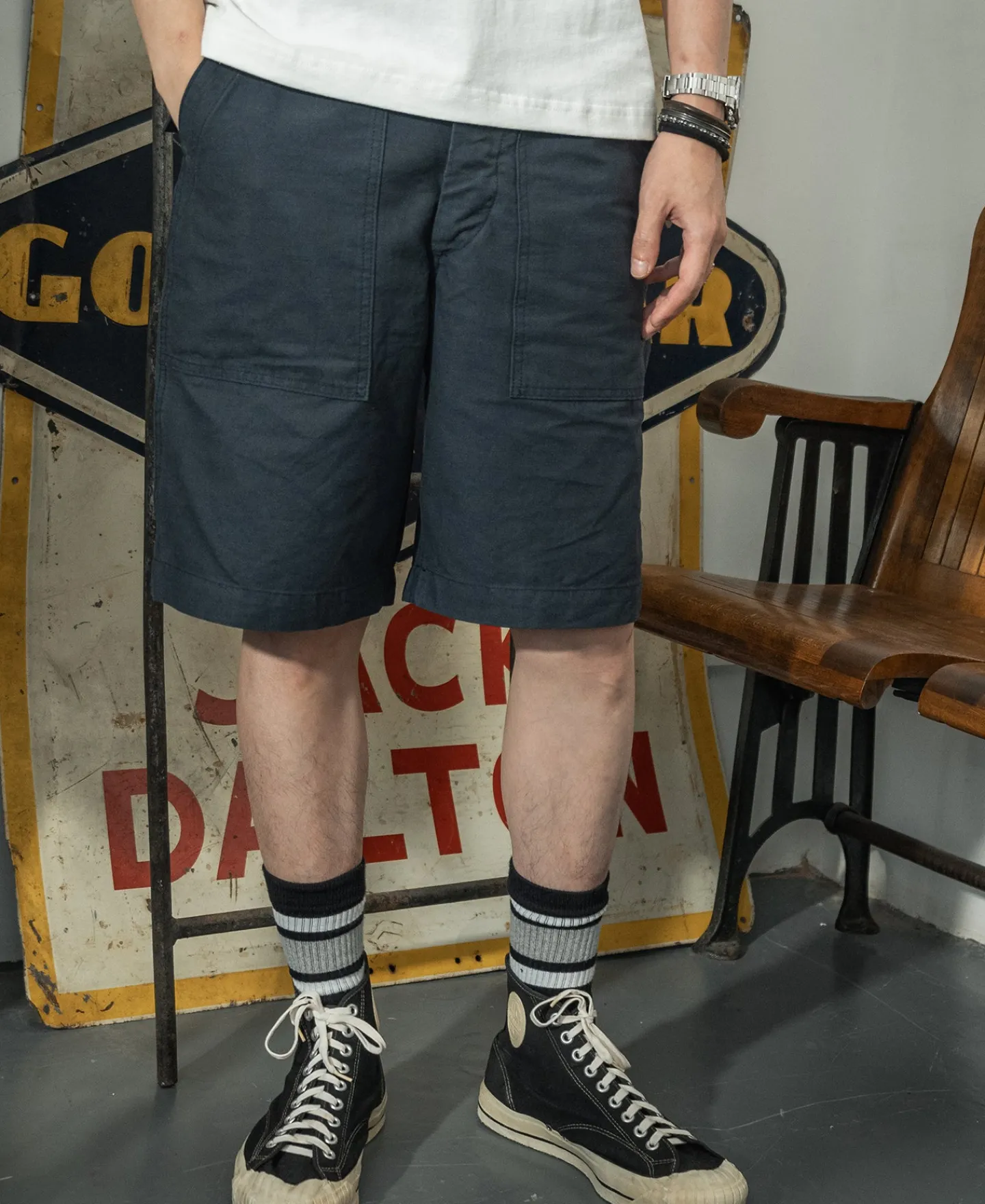Fashion Vietnam War OG107 Fatigue Utility Shorts - Navy Shorts