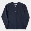 Outlet Vintage Long Sleeve Henley Shirt - Navy Henleys | Long Sleeve T-Shirts