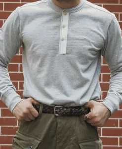 New Vintage Long Sleeve Henley Shirt - Gray Henleys | Long Sleeve T-Shirts