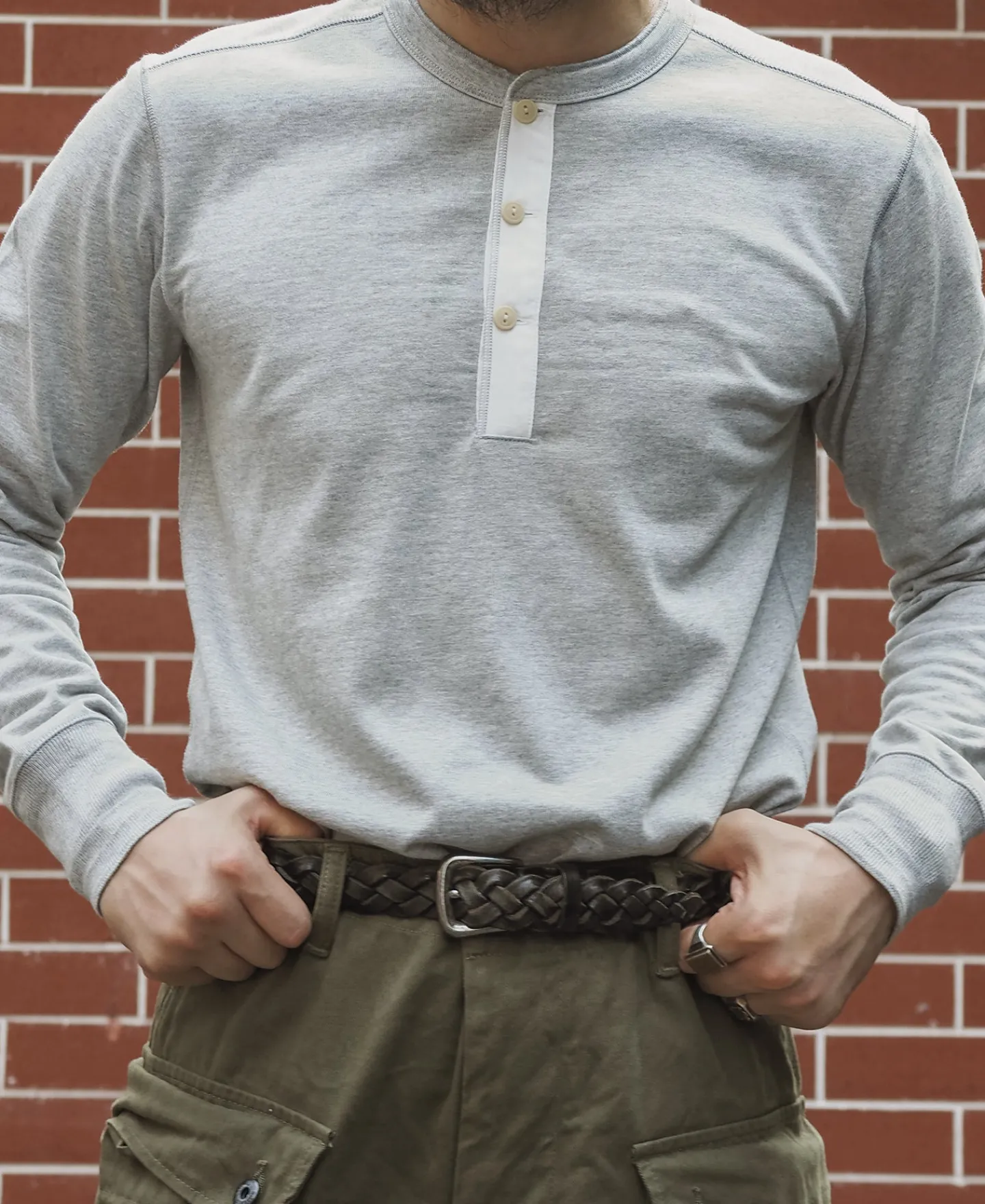 New Vintage Long Sleeve Henley Shirt - Gray Henleys | Long Sleeve T-Shirts