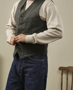 Fashion Vintage Salt & Pepper Pocket Work Vest Waistcoats