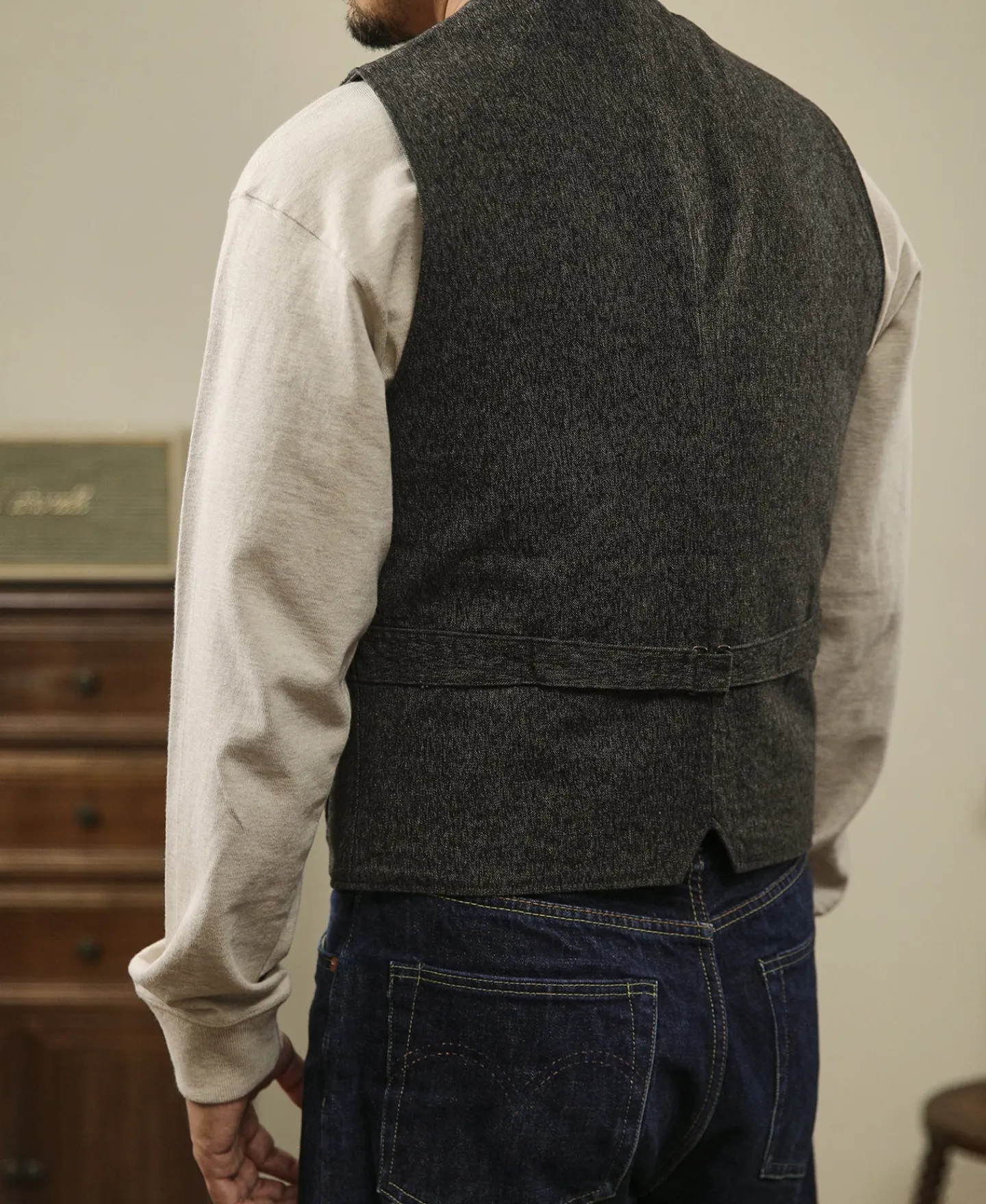 Fashion Vintage Salt & Pepper Pocket Work Vest Waistcoats