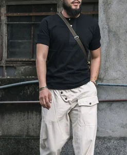 Discount Vintage Short Sleeve Henley T-Shirt - Black Henleys | Short Sleeve T-Shirts