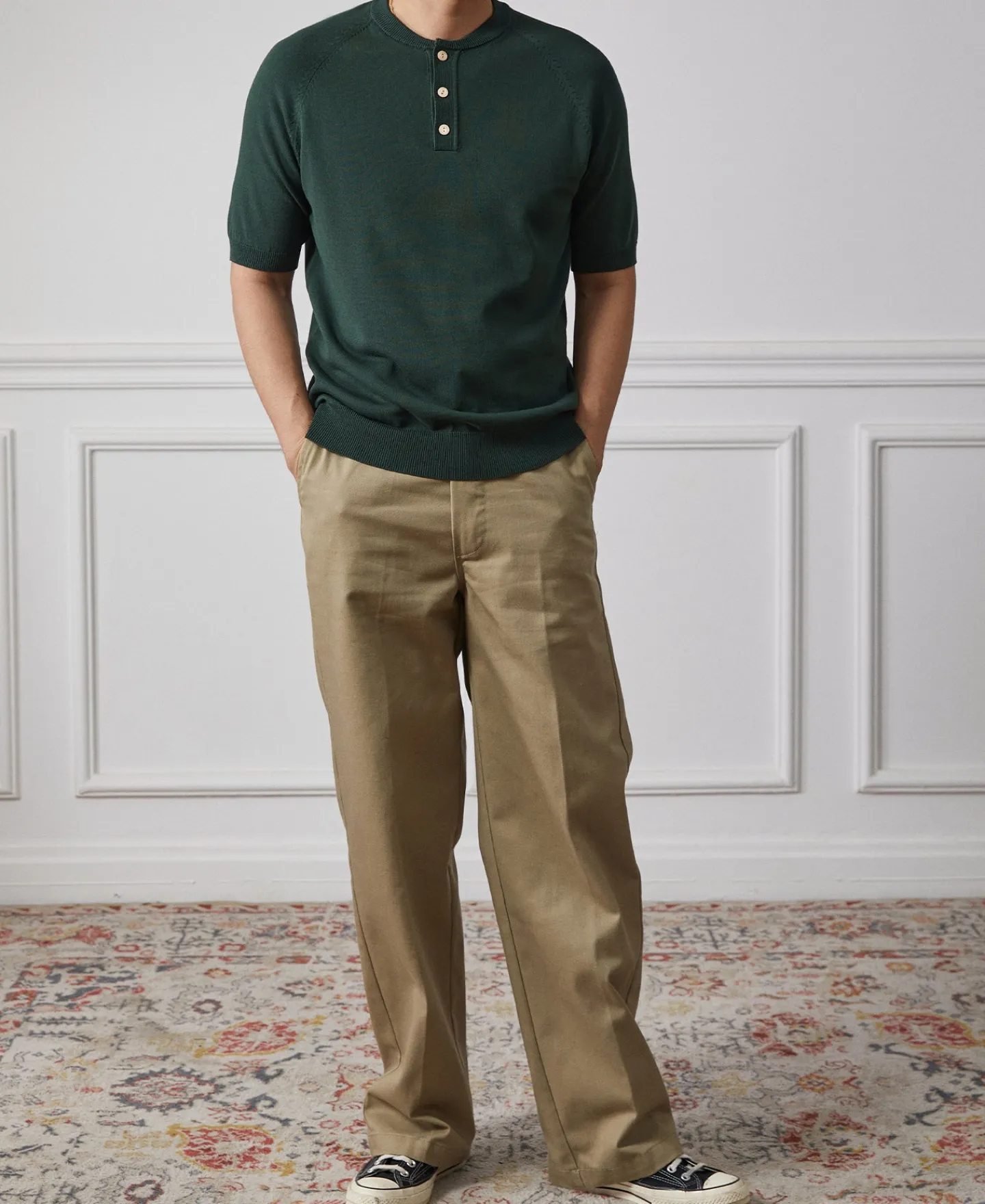 Online Viscose Knit Short Sleeve Henley T-Shirt - Dark Green Henleys | Short Sleeve T-Shirts