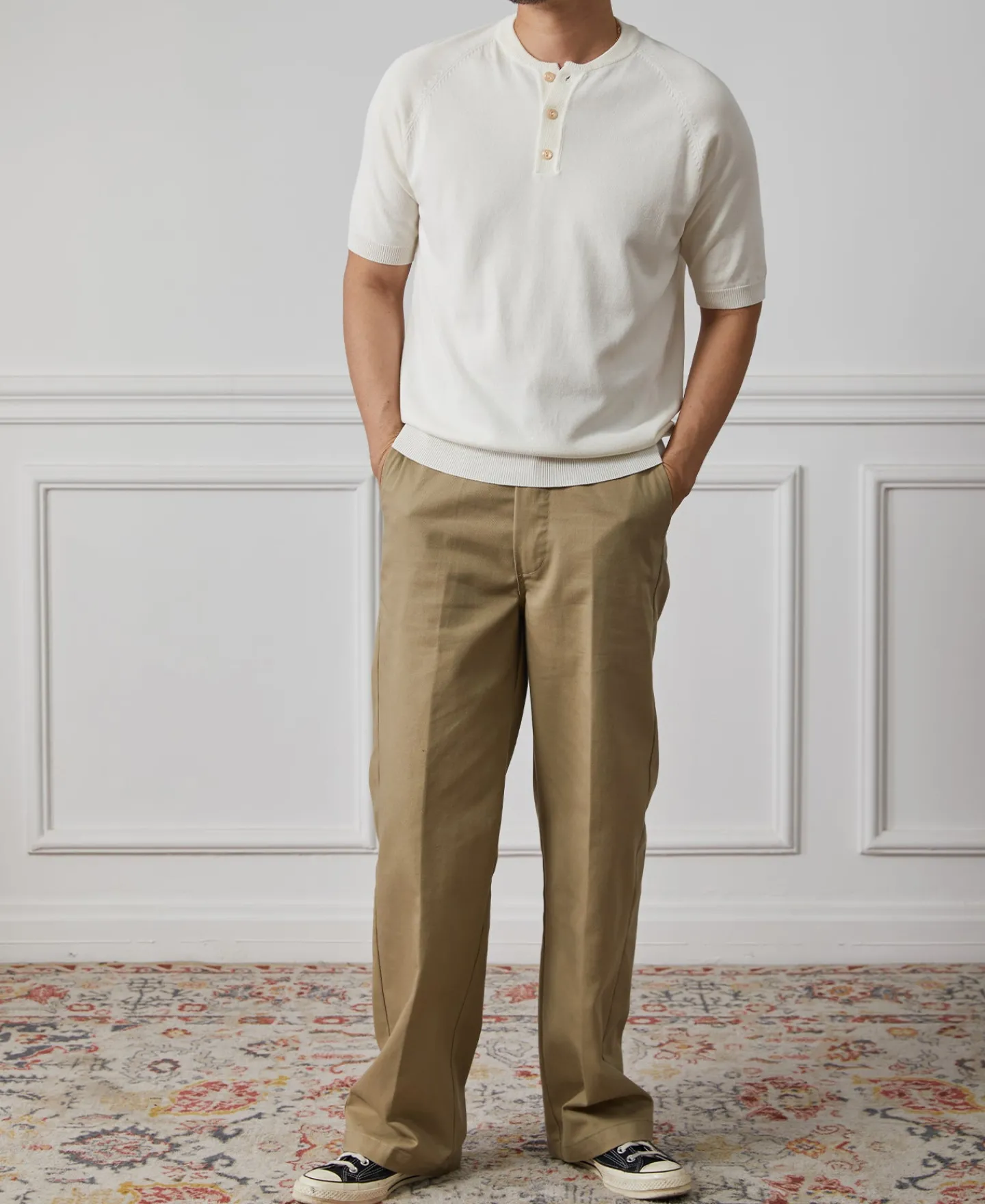 New Viscose Knit Short Sleeve Henley T-Shirt - White Short Sleeve T-Shirts | Henleys