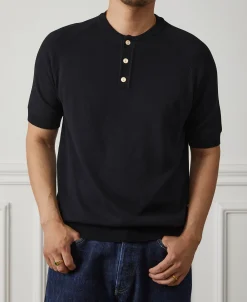 Fashion Viscose Knit Short Sleeve Henley T-Shirt - Black Henleys | Short Sleeve T-Shirts