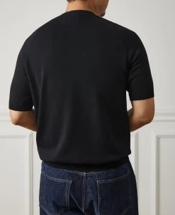 Fashion Viscose Knit Short Sleeve Henley T-Shirt - Black Henleys | Short Sleeve T-Shirts
