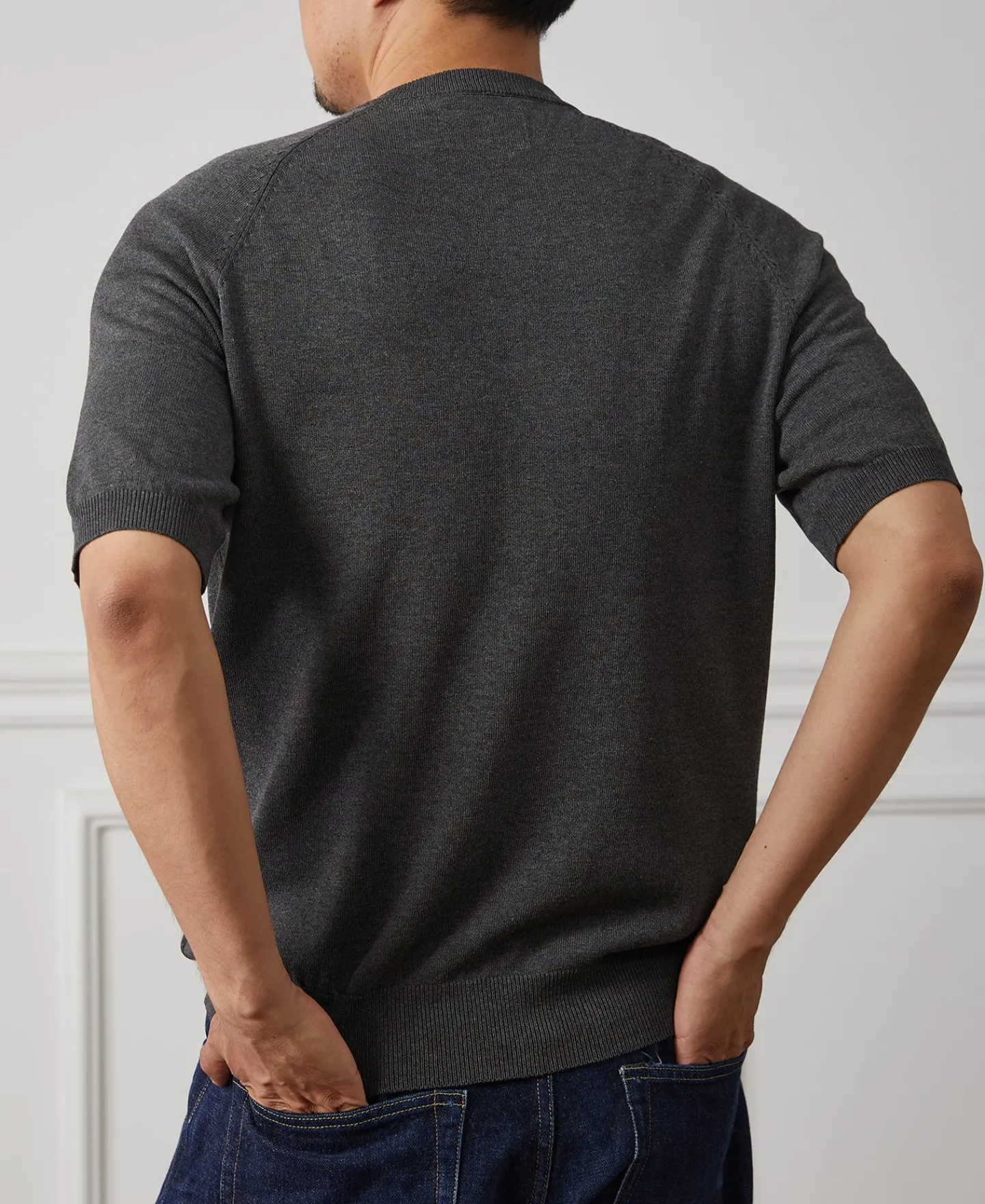 Discount Viscose Knit Short Sleeve Henley T-Shirt - Gray Henleys | Short Sleeve T-Shirts