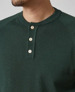 Online Viscose Knit Short Sleeve Henley T-Shirt - Dark Green Henleys | Short Sleeve T-Shirts
