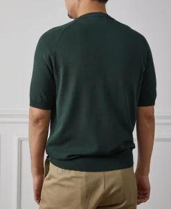 Online Viscose Knit Short Sleeve Henley T-Shirt - Dark Green Henleys | Short Sleeve T-Shirts