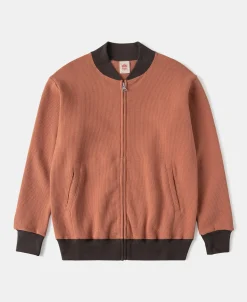 Outlet Waffle Cotton Full-Zip Track Jacket - Orange Jackets&coats